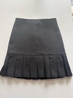 Copper Key Pinstripe Pleated Mini Skirt